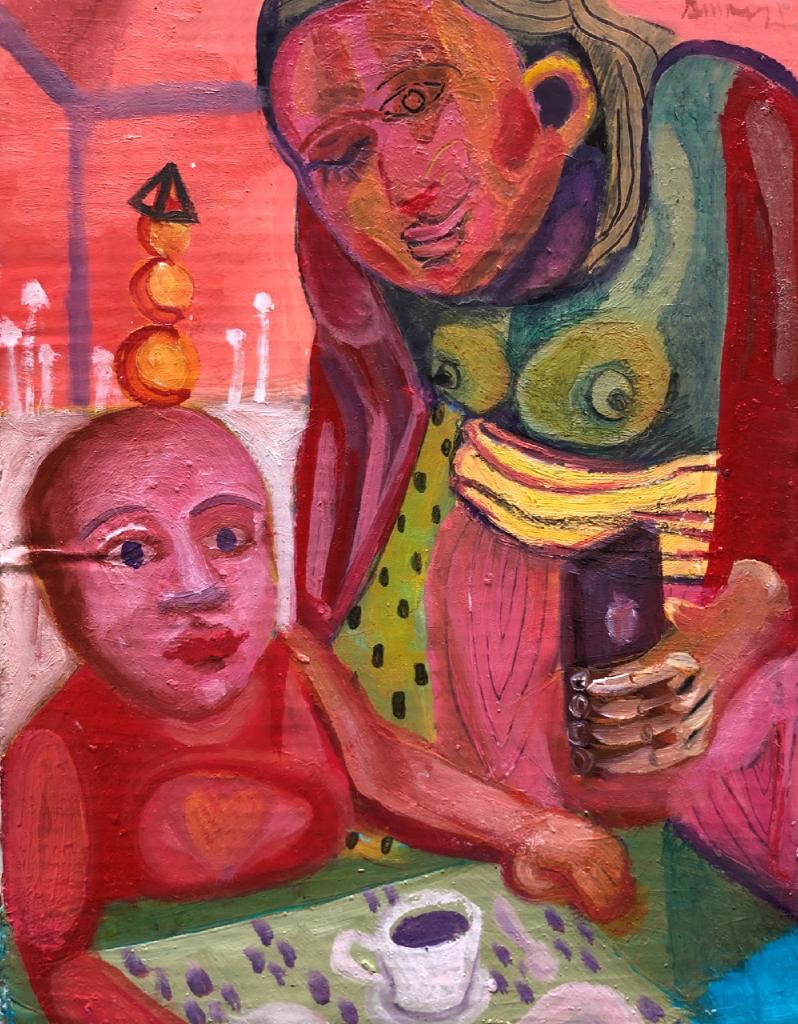 Here, have a look at this, 2021, λάδι και γραφίτης σε χαρτί, 22Χ17 εκ.