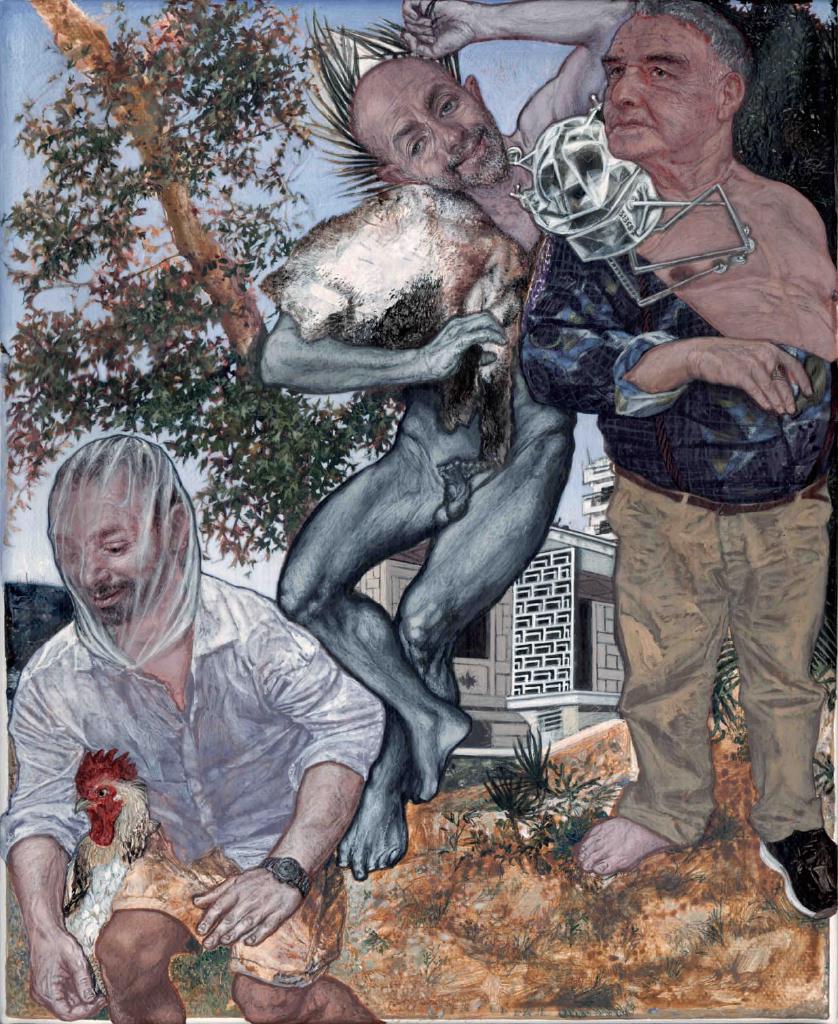 Tre Filosofi after Giorgione, 2024, ακρυλικό σε καμβά, 30Χ24 εκ.