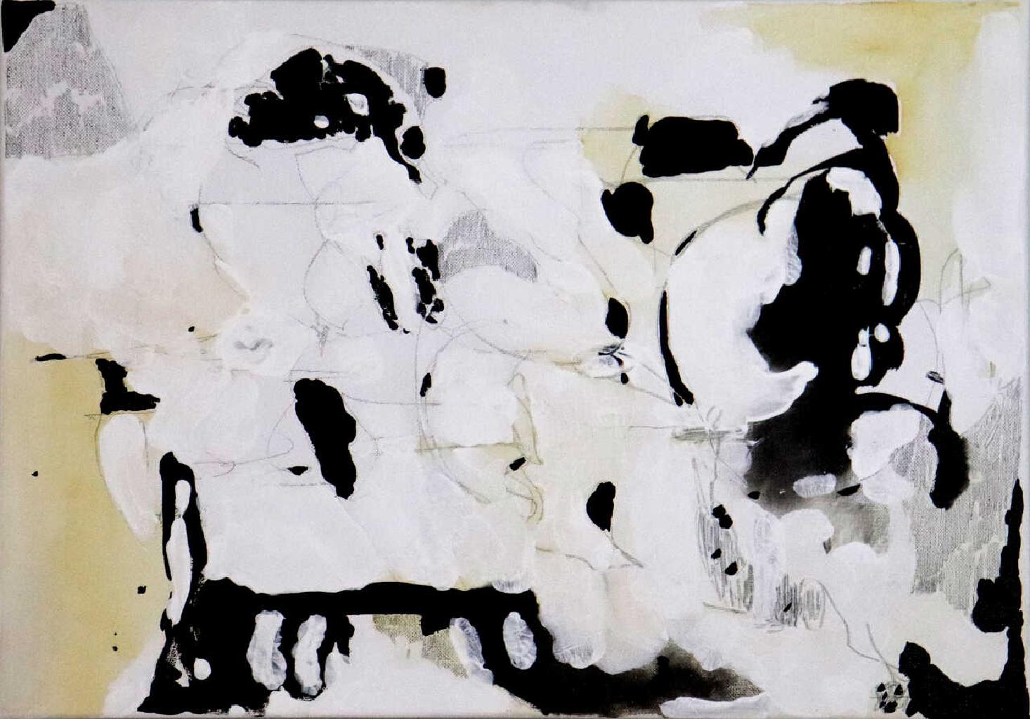 Πτώση, 2020, τέμπερα, μελάνι και μολύβι σε καμβά, 35x50 εκ.