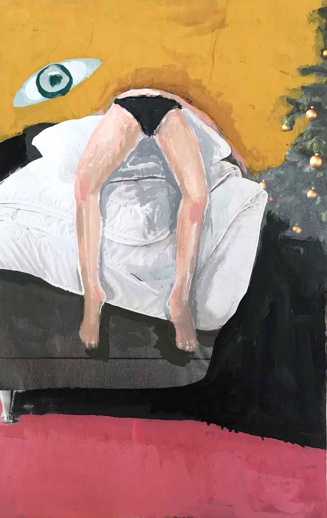 Christmas tree, 2018, ακρυλικά σε διαφημιστικό χαρτί, 29,5x18,5 εκ.