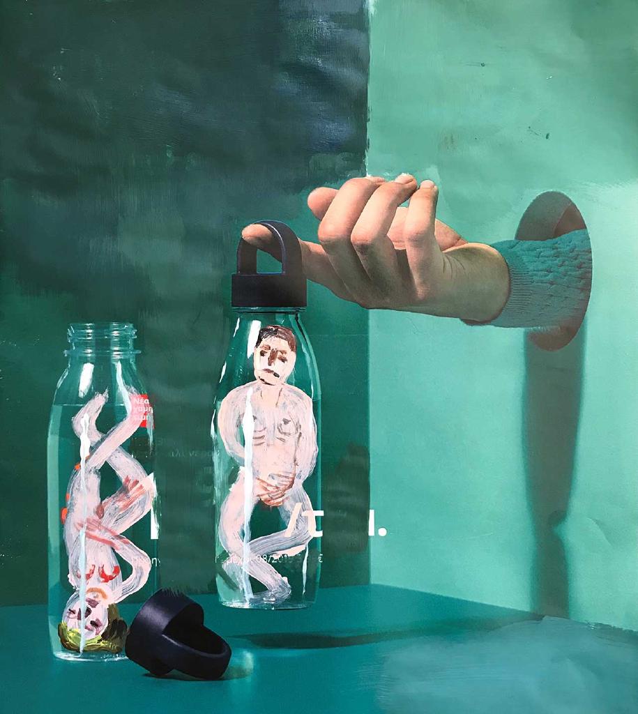 Best storage solution, 2019, ακρυλικά σε διαφημιστικό χαρτί, 22x20 εκ.