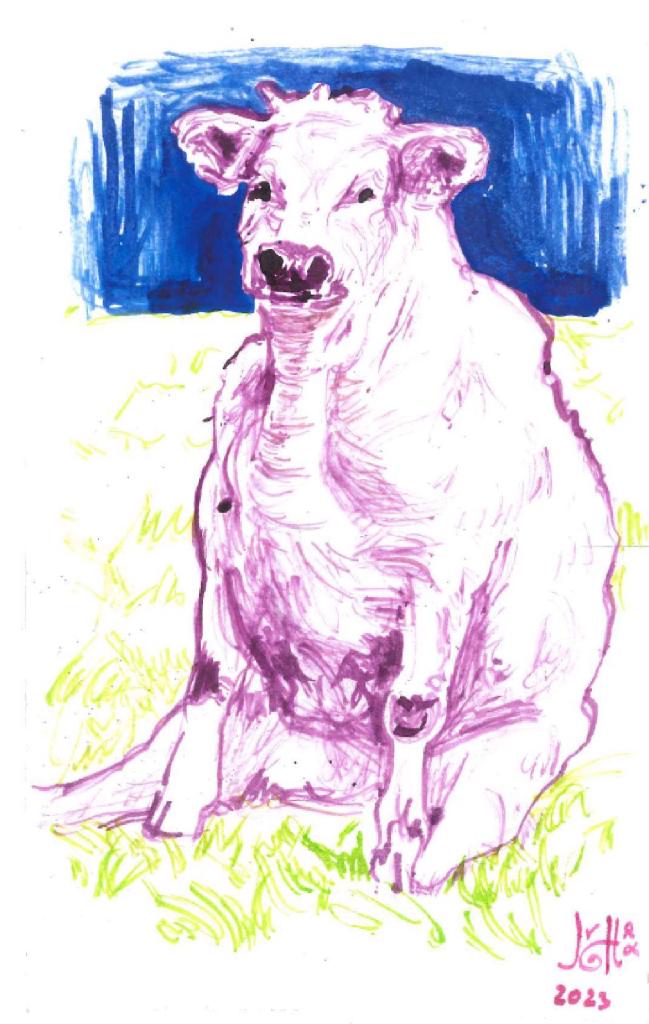 Χωρίς τίτλο (Cow), 2023, μελάνι σε χαρτί, 23Χ13 εκ.