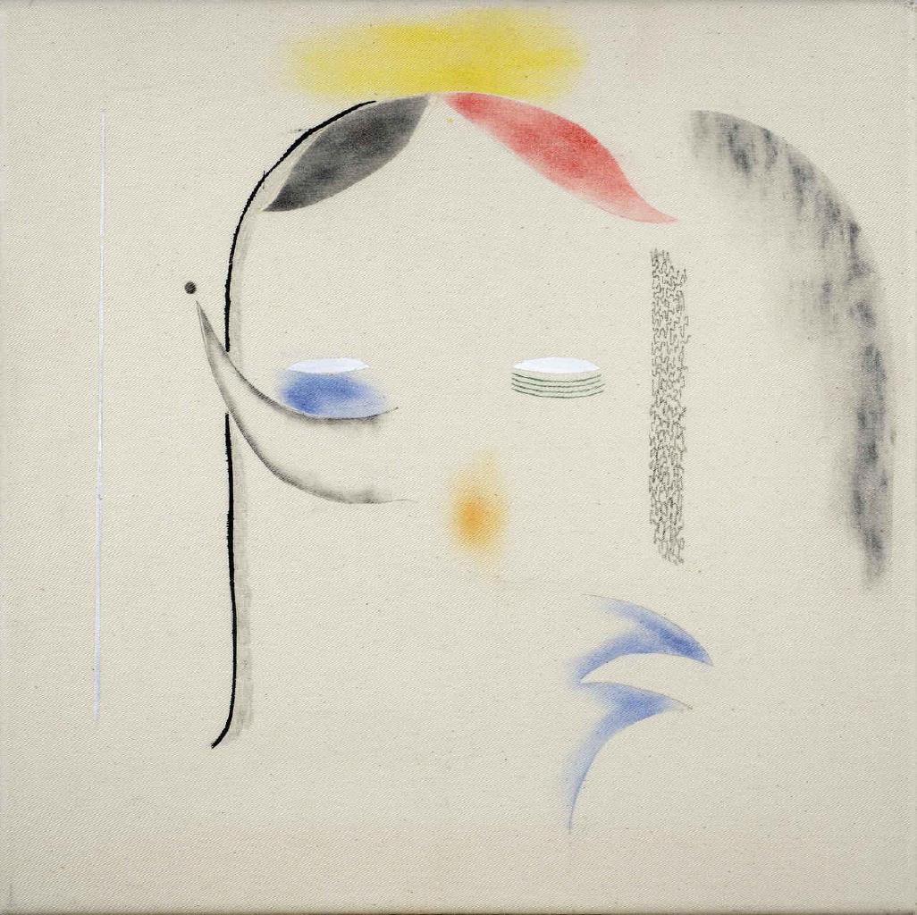 Χωρίς τίτλο, 2018, ακρυλικό και ξυλομπογιές σε καμβά, 40x40 εκ.