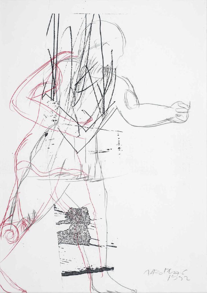 Πολεμιστής, 1992, σχέδιο (κόκκινο/μαύρο), 29x21 εκ.