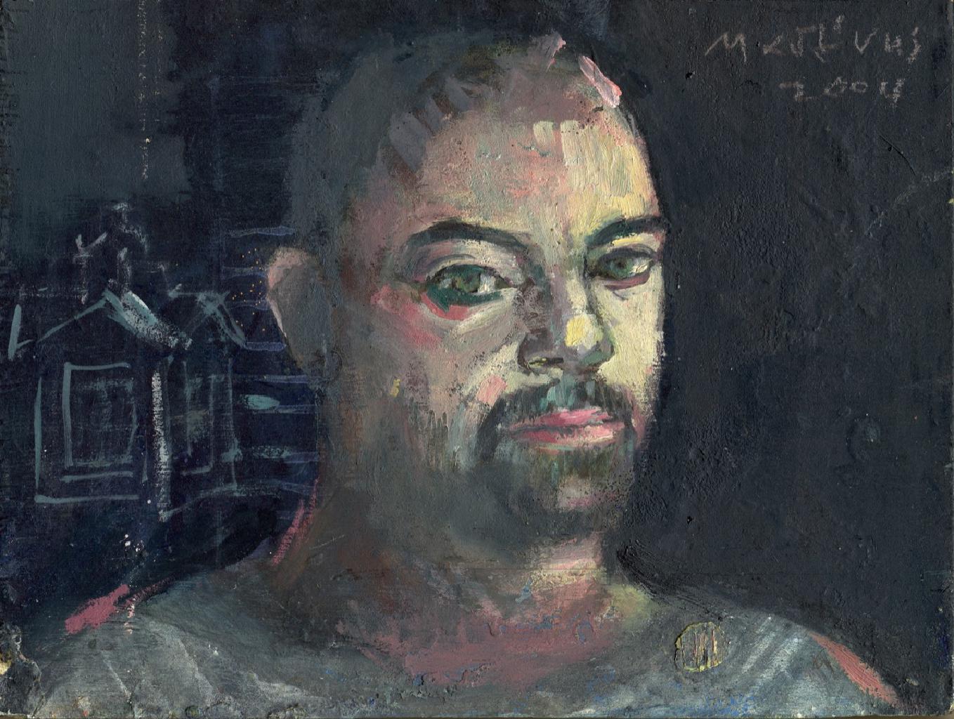 Αυτοπροσωπογραφία, 2004, λάδι σε ξύλο, 16Χ21 εκ.