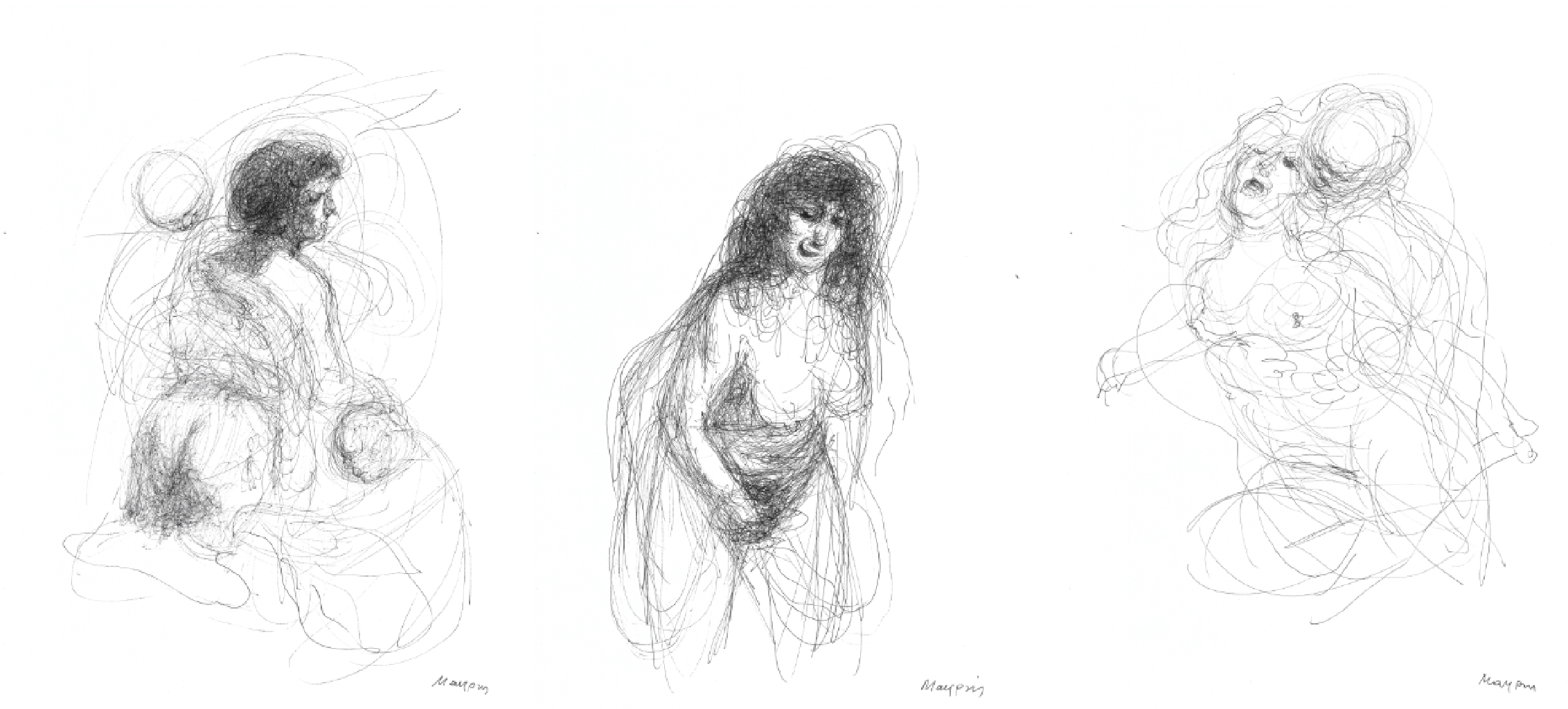 Τα Ερωτικά, 2022, μελάνι σε χαρτί, τρία σχέδια Α4.