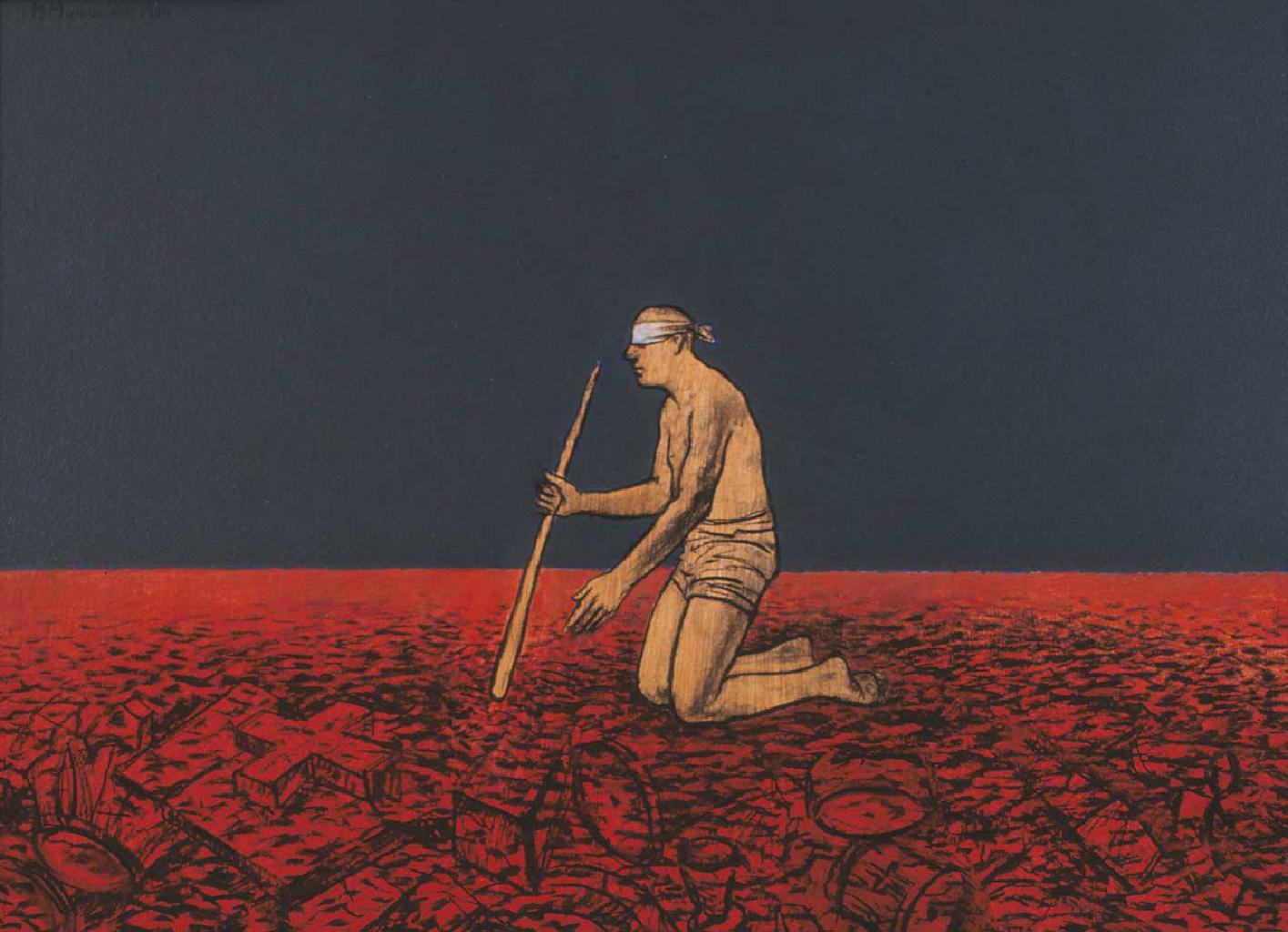 Ραβδοσκόπος, 1994, ακρυλικό σε ξύλο, 50x70 εκ.