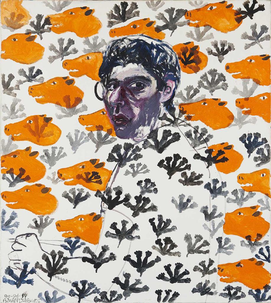 Ο ζωγράφος και οι σκύλοι, 1995-1997, λάδι σε καμβά, 100x90 εκ.