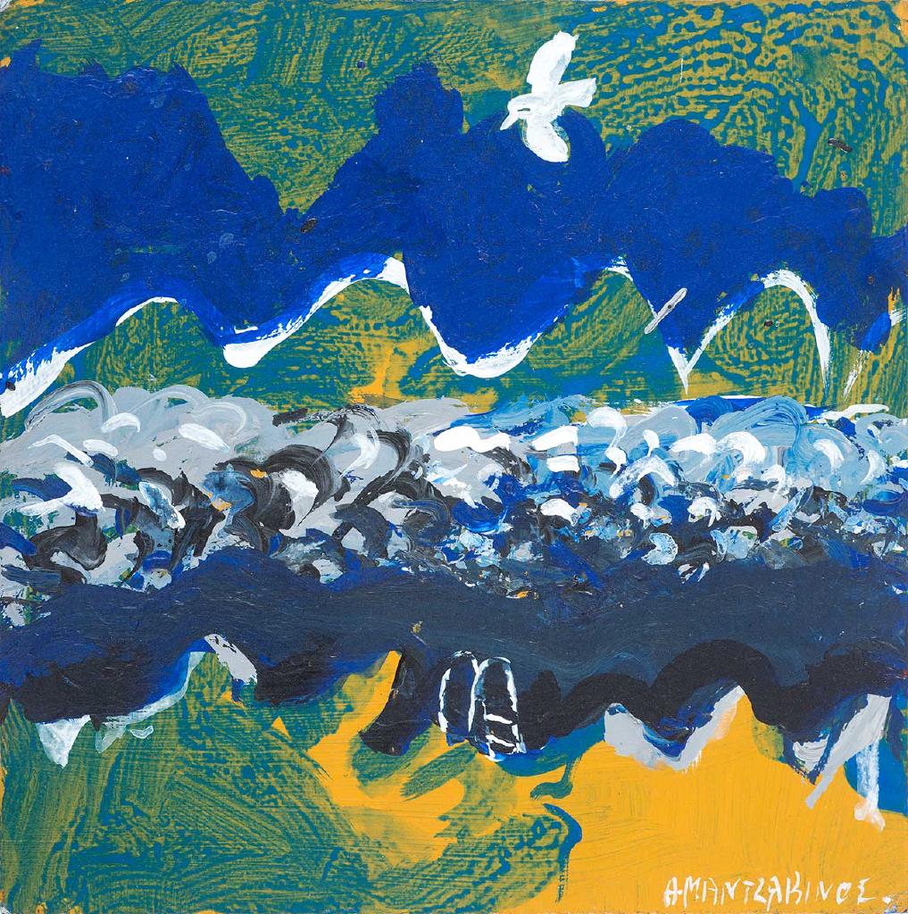 Τοπίο με γλάρο, 2013, λάδι σε ξύλο, 20x20 εκ.