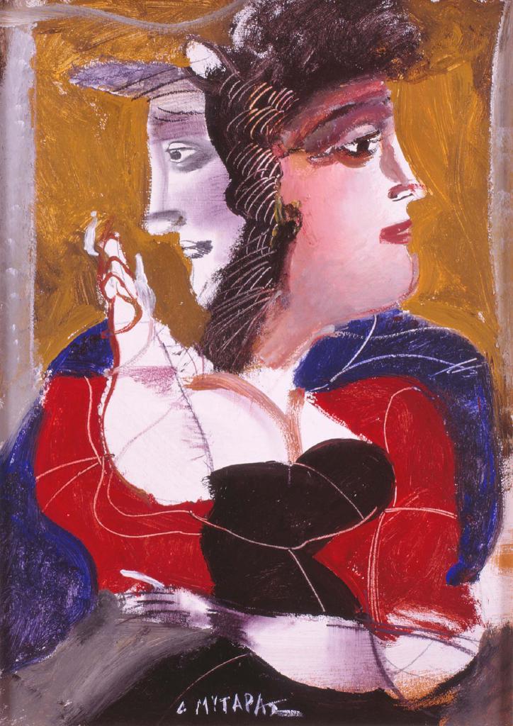 Ερωτικό, 1985, ακρυλικό σε κόντρα πλακέ θαλλάσης, 70x50 εκ.