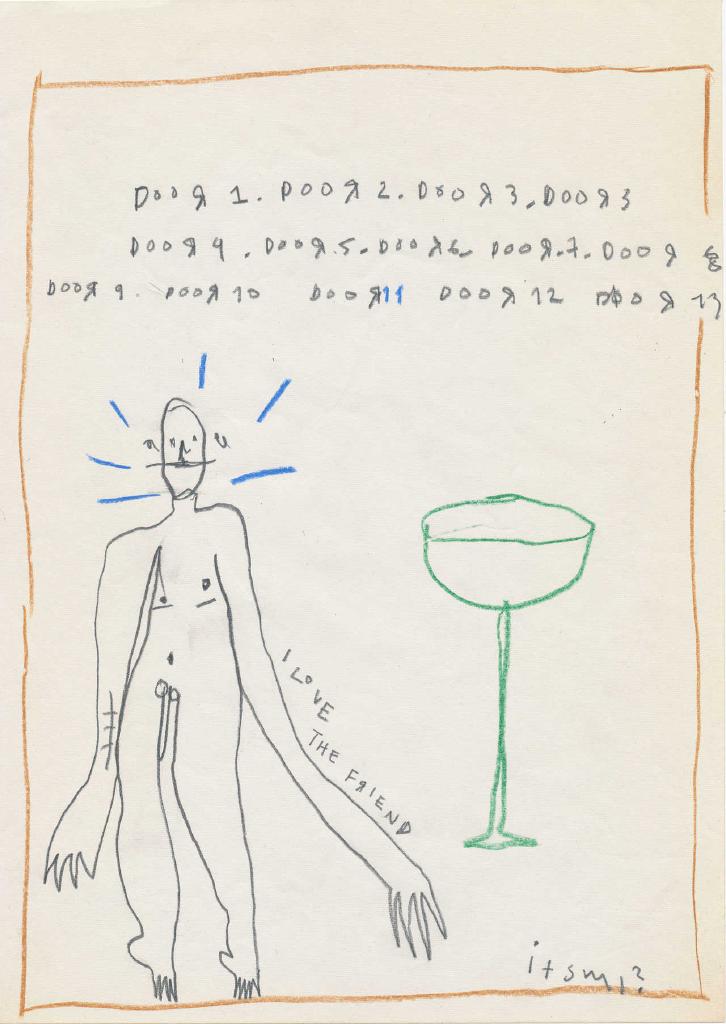 I love the friend, 2019, μολύβι και ξυλομπογιές σε χαρτί, 29,5Χ21 εκ.