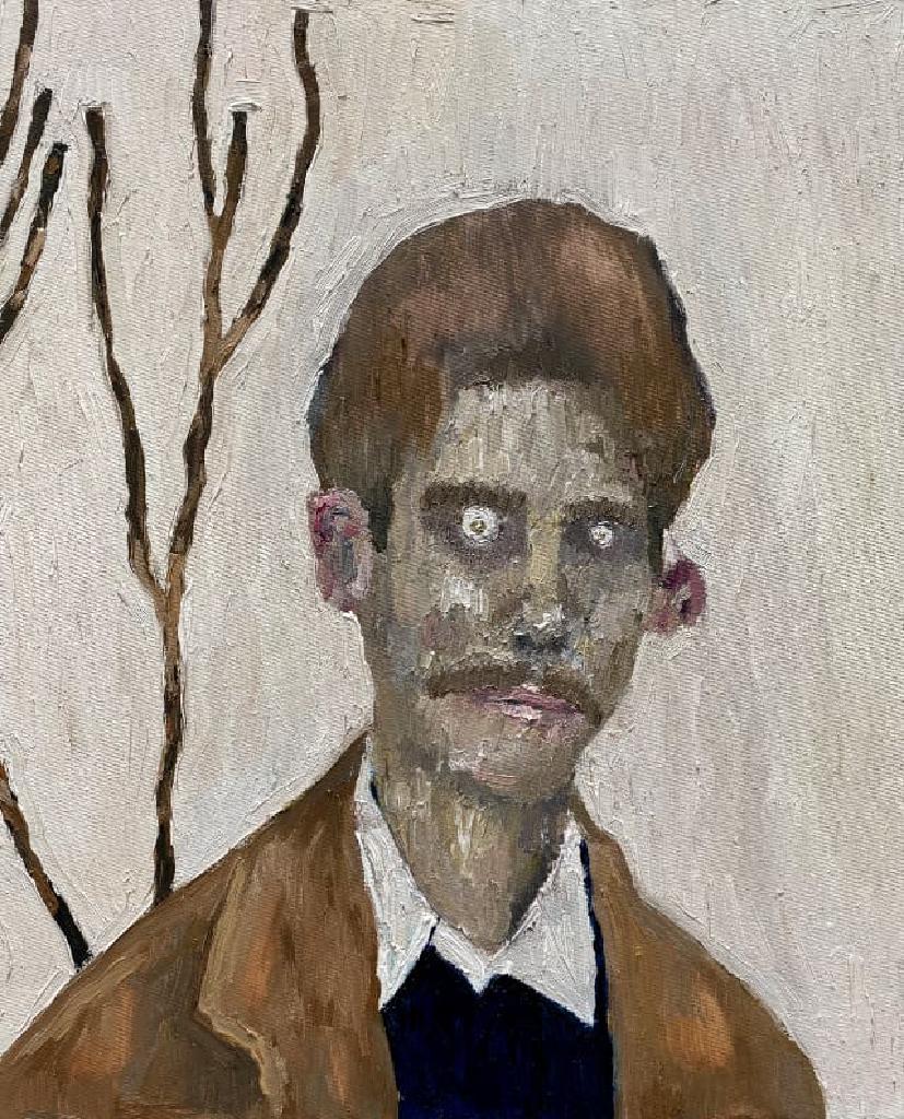 Γυμνά κλαδιά, άδεια βλέμματα, 2024-2025, λάδι σε καμβά 50x40 εκ.