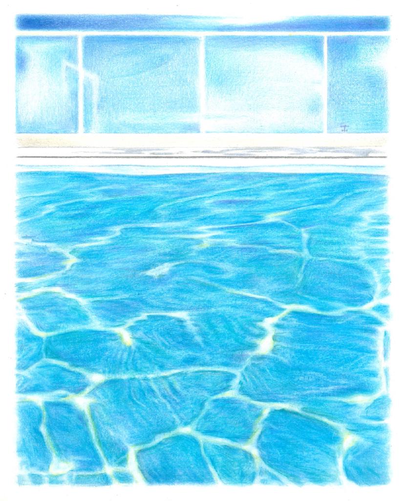 Horizon Water I, 2021, χρωματιστά μολύβια σε χαρτί, 30Χ24 εκ.