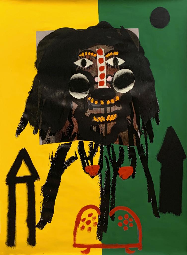 Trois Reines, 2021, gouache, charcoal, graphite, acrylic ink, collage on paper, Τρίπτυχο, 150Χ110 εκ. το καθένα