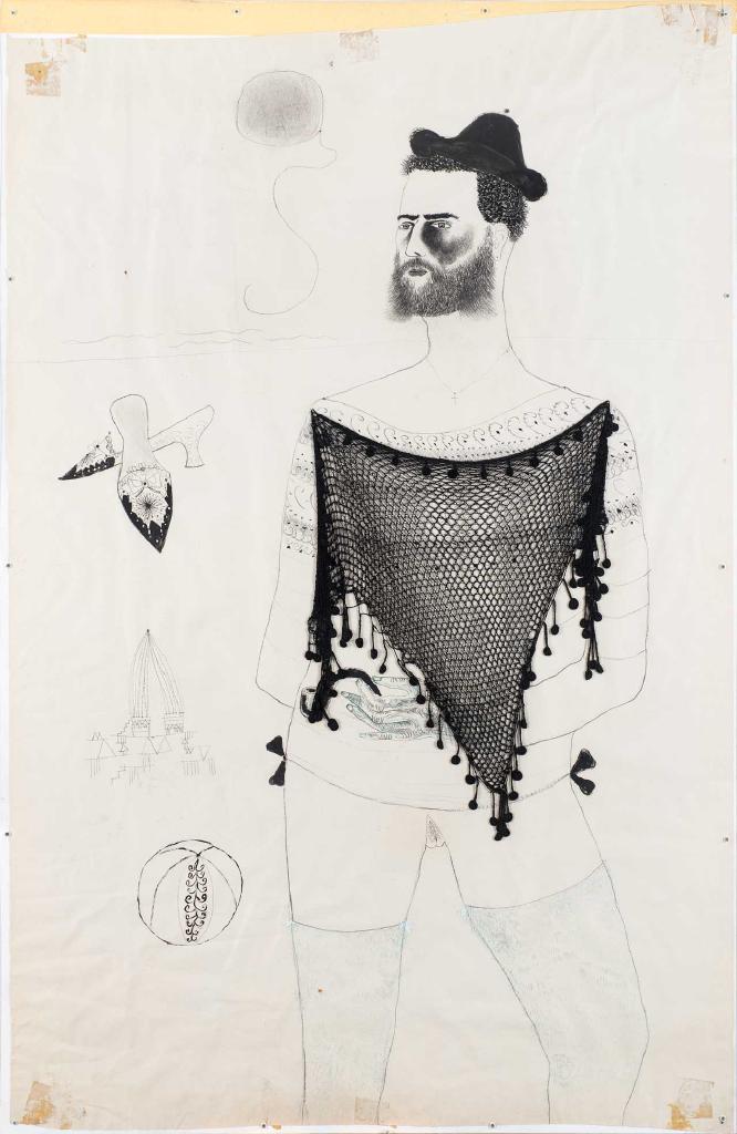 Άτιτλο, 2002-03, κάρβουνο, λάδι, κολάζ σε χαρτί, 160x100 εκ.