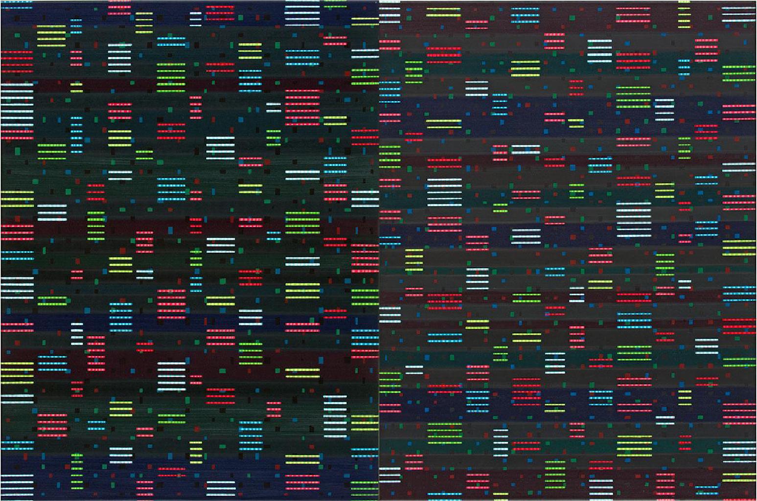 Flicker (Τρεμόπαιγμα), 2018, λάδι σε καμβά, δίπτυχο, 90Χ68 εκ. το καθένα