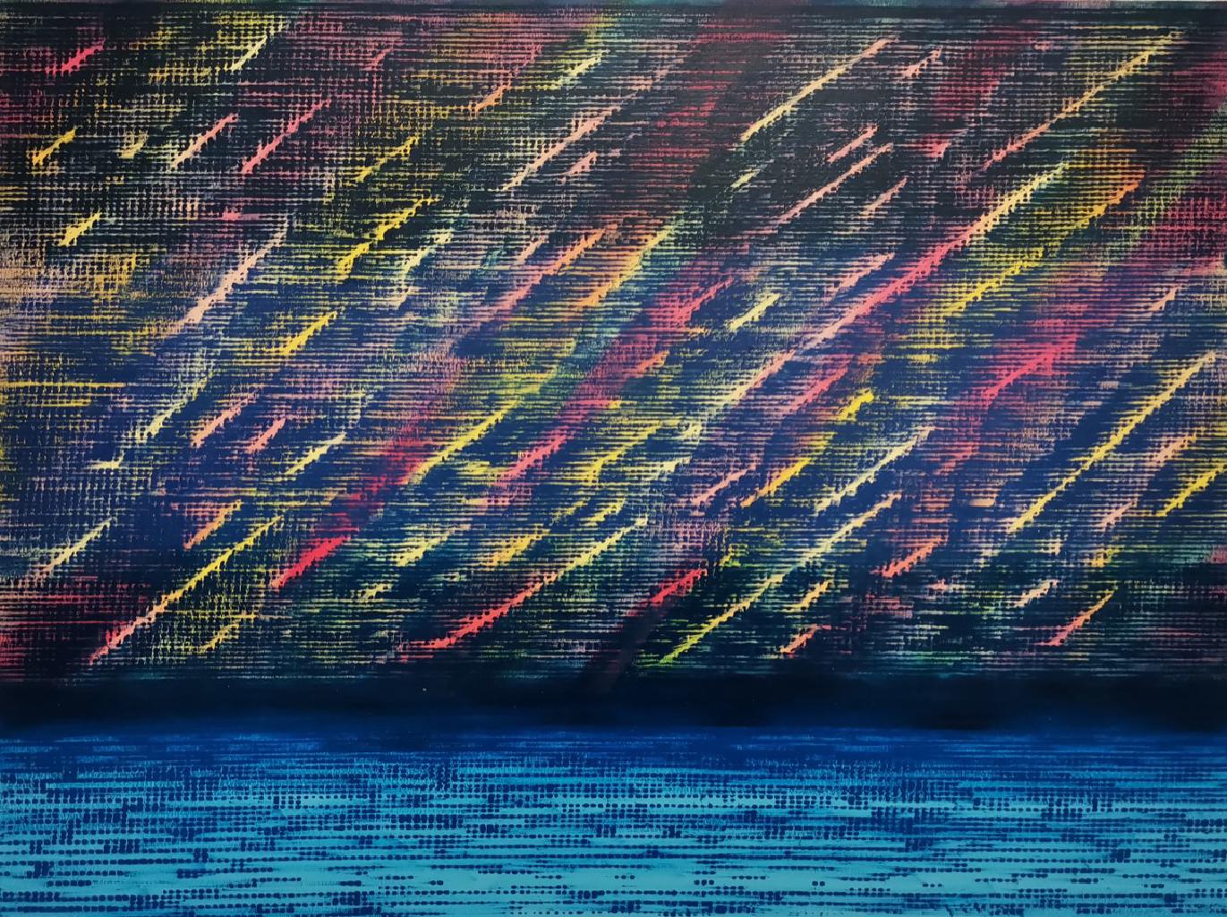 Star rain, 2020, ζωγραφική και μονοτυπία σε χαρτί, 40Χ52 εκ.