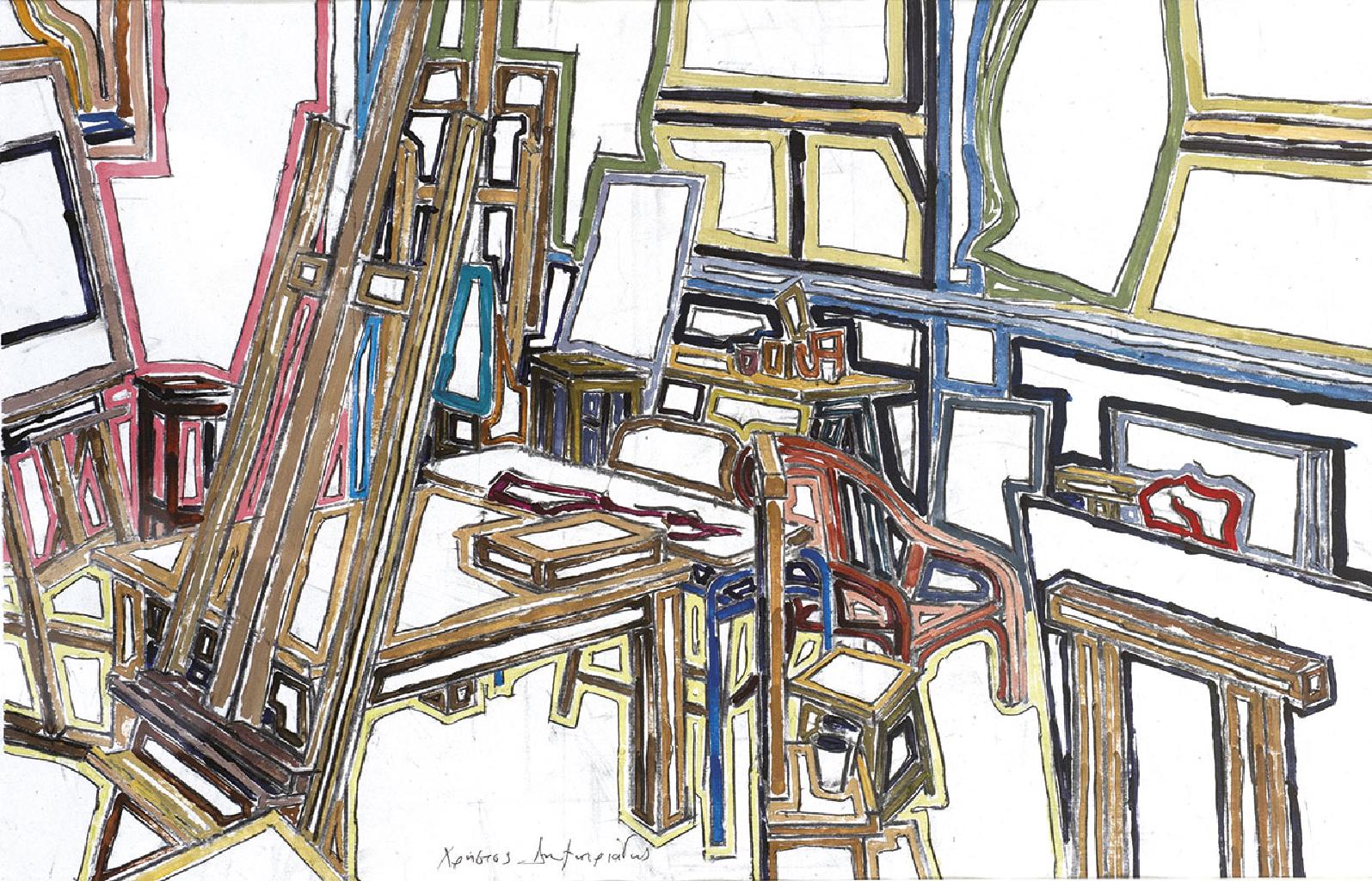 Δημητριάδης Χρήστος, Χωρίς τίτλο, 2012, πλαστικό χρώμα σε χαρτί, 42X61 εκ.