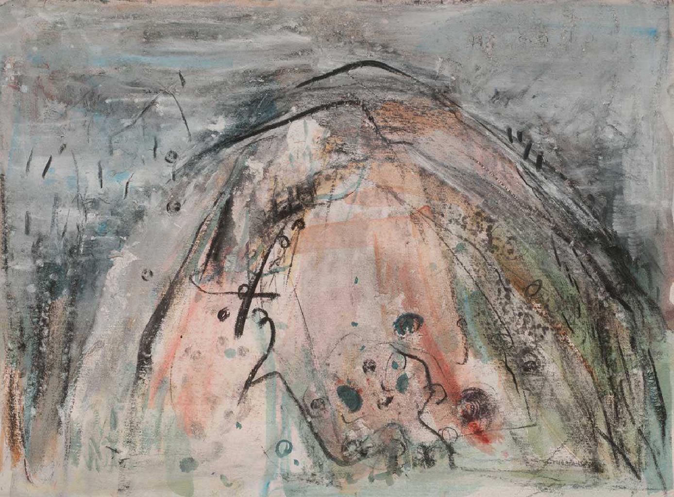 Χωρίς τίτλο, 2004 (;), κάρβουνο και χρώμα σε χαρτί, 56Χ76 εκ.